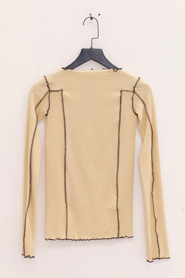 BASERANGE Long Sleeve T-Shirt TTML Collection Ribbed Cotton Portugal BAS-TTML-RB-SP25-HEN YELLOW